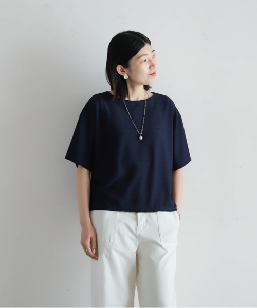 tシャツ メッシュナイロンボーダー　ボートネックP/O レディース メッシュナイロンボーダー ボートネックP/O（Tシャツ/カットソー
