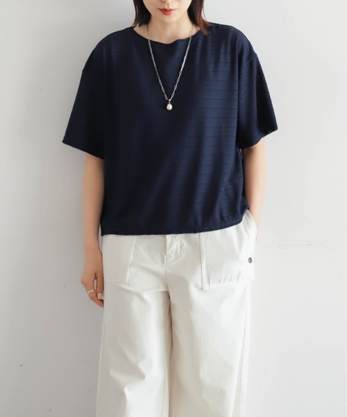 NOMBRE IMPAIR(ノンブルアンペール)の「メッシュナイロンボーダー ボートネックP/O(Tシャツ/カットソー・レディース・ネイビー/グリーン・FREE)」の13枚目の写真