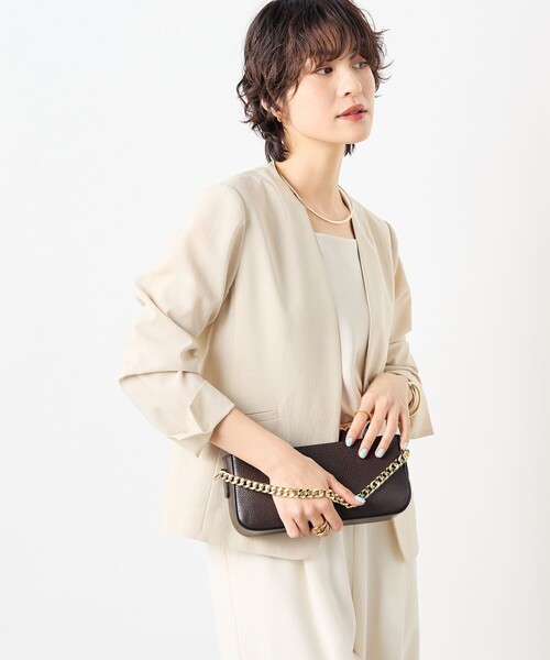 NOLLEY’S(ノーリーズ)の「《セットアップ対応》ウォッシャブルドライトロピカルVネックジャケット(ノーカラージャケット・レディース・ネイビー/ベージュ・36/38/40)」の7枚目の写真