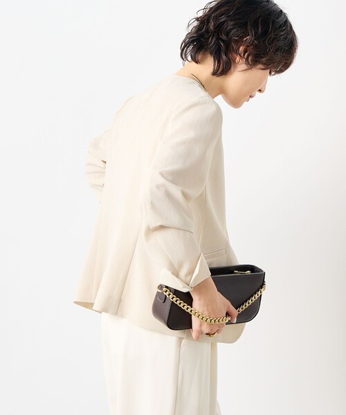 NOLLEY’S(ノーリーズ)の「《セットアップ対応》ウォッシャブルドライトロピカルVネックジャケット(ノーカラージャケット・レディース・ネイビー/ベージュ・36/38/40)」の9枚目の写真