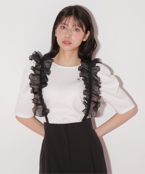 JILL by JILL STUART(ジルバイジルスチュアート)の「プレート付きパワショルカットソー(Tシャツ/カットソー・レディース・ブラック/ホワイト/ホワイト系その他・FREE)」の5枚目の写真