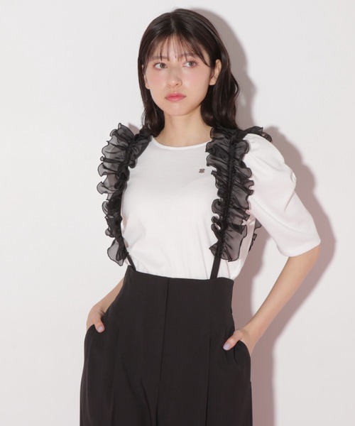 JILL by JILL STUART(ジルバイジルスチュアート)の「プレート付きパワショルカットソー(Tシャツ/カットソー・レディース・ブラック/ホワイト/ホワイト系その他・FREE)」の7枚目の写真