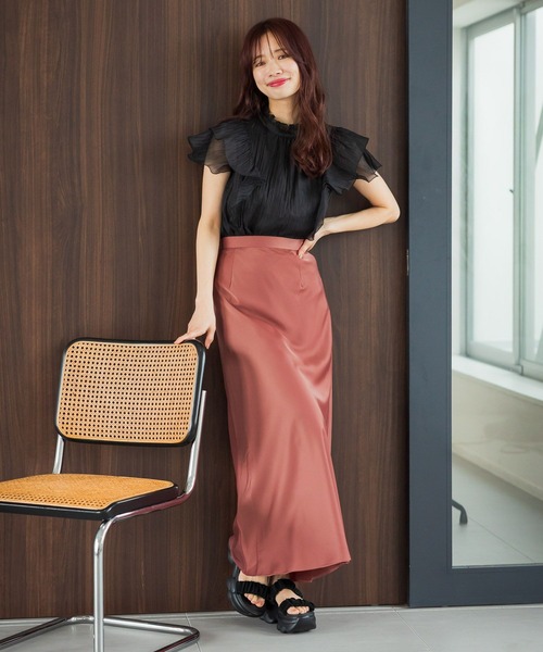 mysty woman（ミスティウーマン）の「バイヤスマーメイドスカート 491366（スカート・レディース・ブラック/ベージュ/ブラウン系その他・FREE）」の4枚目の写真