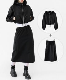 minsobi（ミンソビ）の「[セットアップ] Oリングジップ×カーゴポケットスカート モードストリート（セットアップ）」