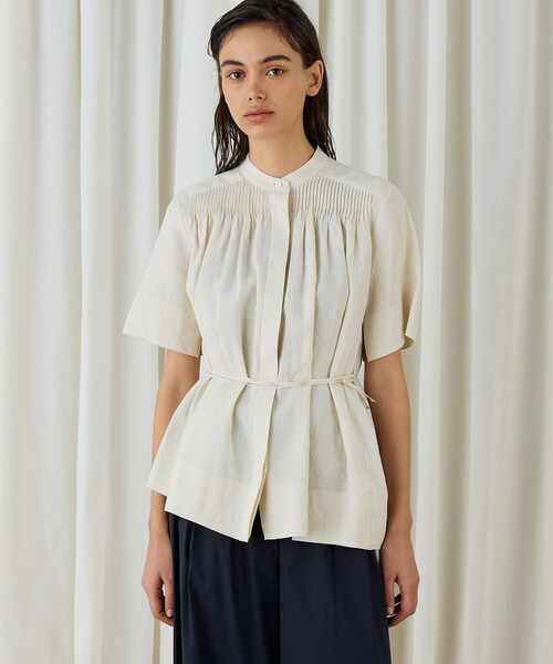DES PRES（デ・プレ）の「スパークリネン アシンメトリーヘムブラウス（シャツ/ブラウス・レディース・ライトベージュ・FREE）」の3枚目の写真