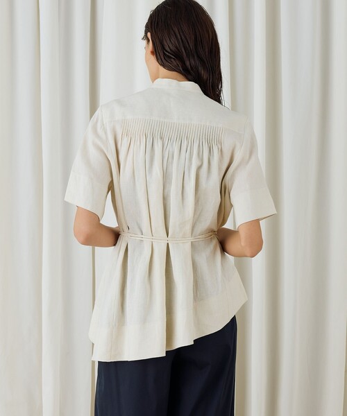 DES PRES（デ・プレ）の「スパークリネン アシンメトリーヘムブラウス（シャツ/ブラウス・レディース・ライトベージュ・FREE）」の5枚目の写真