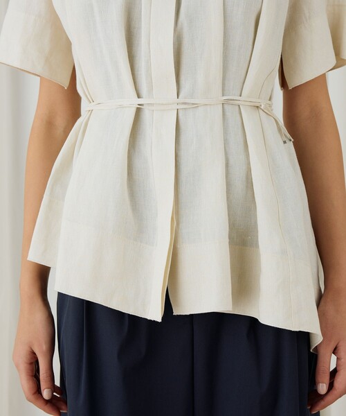DES PRES（デ・プレ）の「スパークリネン アシンメトリーヘムブラウス（シャツ/ブラウス・レディース・ライトベージュ・FREE）」の9枚目の写真