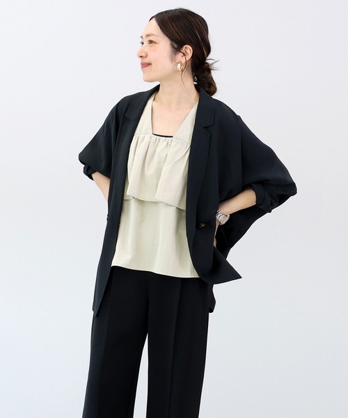 Aletta vita(アレッタビータ)の「チュール使い前後2WAYフリルブラウス(シャツ/ブラウス・レディース・オフホワイト/ネイビー/ベージュ・M)」の6枚目の写真