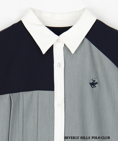 BEVERLY HILLS POLO CLUB（ビバリーヒルズポロクラブ）の「【BEVERLY HILLS POLO CLUB】アシンメトリーワンピース（ワンピース・レディース・ネイビー/オフホワイト/グレー・MEDIUM）」の9枚目の写真