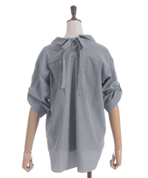 axes femme（アクシーズファム）の「花刺繍スキッパーシャツ（シャツ/ブラウス・レディース・ブラック/ホワイト/ミント/サックスブルー・FREE）」の15枚目の写真