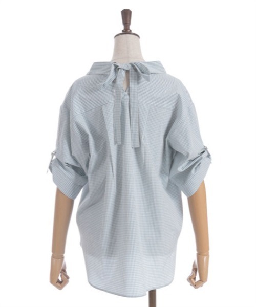 axes femme（アクシーズファム）の「花刺繍スキッパーシャツ（シャツ/ブラウス・レディース・ブラック/ホワイト/ミント/サックスブルー・FREE）」の6枚目の写真