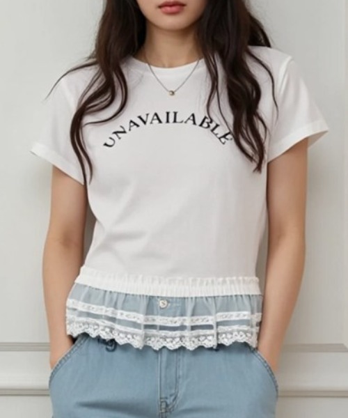 .KOM（ドットコム）の「A'GEM/9 × .kom 『.KOM/ドットケーオーエム』 レースカットソー②（Tシャツ/カットソー・レディース・アイボリー/グレー・FREE）」の6枚目の写真