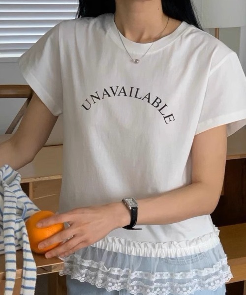 .KOM（ドットコム）の「A'GEM/9 × .kom 『.KOM/ドットケーオーエム』 レースカットソー②（Tシャツ/カットソー・レディース・アイボリー/グレー・FREE）」の3枚目の写真