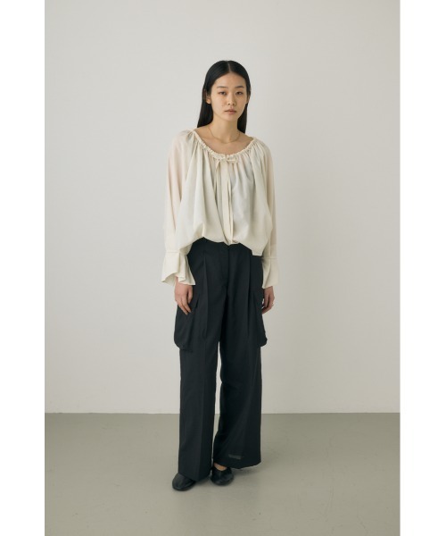 M_（エムアンダーバー）の「【M_】シアーワイドパンツ　リサイクルポリエステル使用（その他パンツ・レディース・ホワイト/ブラック・1/2）」の7枚目の写真