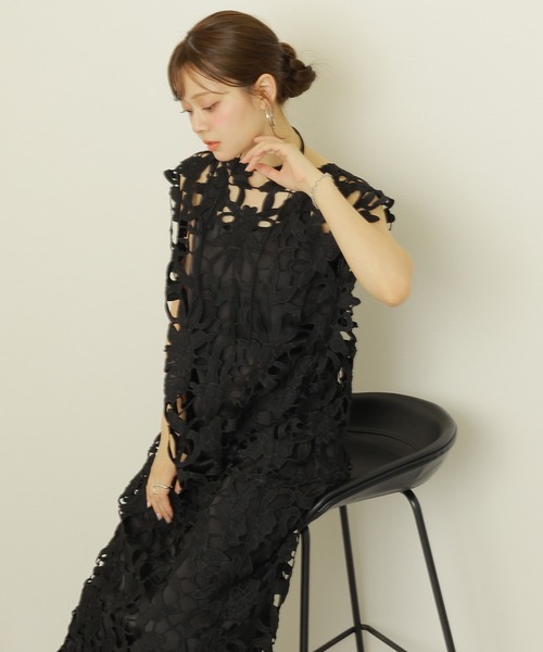 ローレン　ワンピース flower cutwork layered dress /フラワー カットワーク