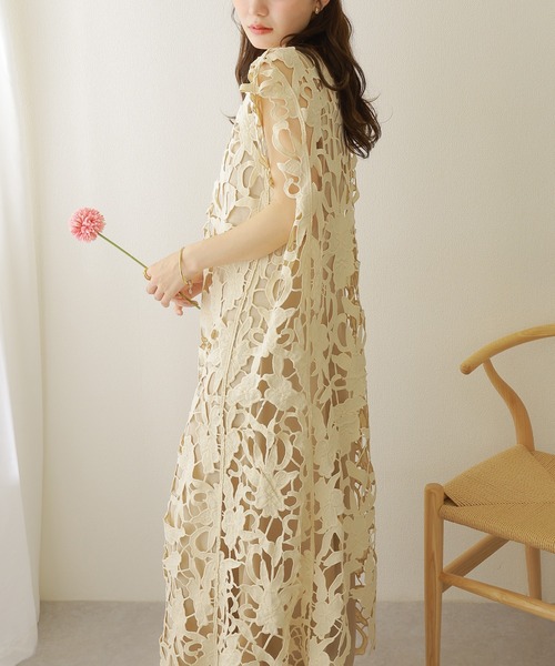 flower cutwork layered dress /フラワー カットワーク