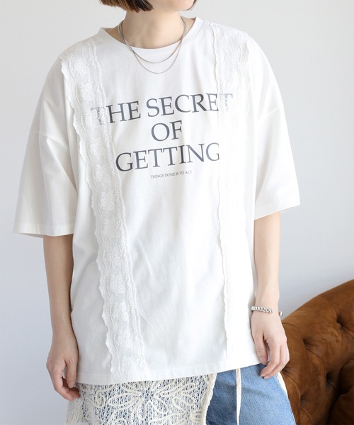 cepo(セポ)の「ロゴプリント レース半袖Tee(Tシャツ/カットソー・レディース・ホワイト/ライトグレー/ブラック・FREE)」の9枚目の写真