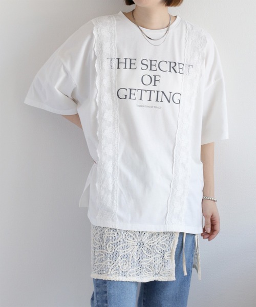 cepo(セポ)の「ロゴプリント レース半袖Tee(Tシャツ/カットソー・レディース・ホワイト/ライトグレー/ブラック・FREE)」の14枚目の写真