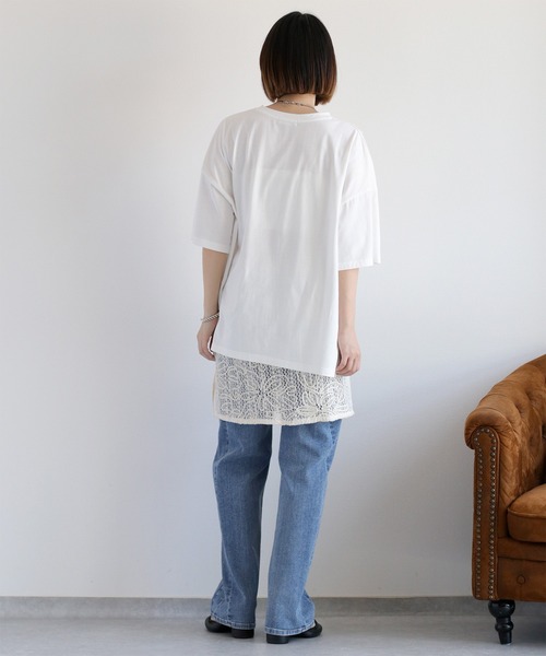 cepo(セポ)の「ロゴプリント レース半袖Tee(Tシャツ/カットソー・レディース・ホワイト/ライトグレー/ブラック・FREE)」の5枚目の写真