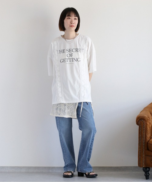 cepo(セポ)の「ロゴプリント レース半袖Tee(Tシャツ/カットソー・レディース・ホワイト/ライトグレー/ブラック・FREE)」の8枚目の写真