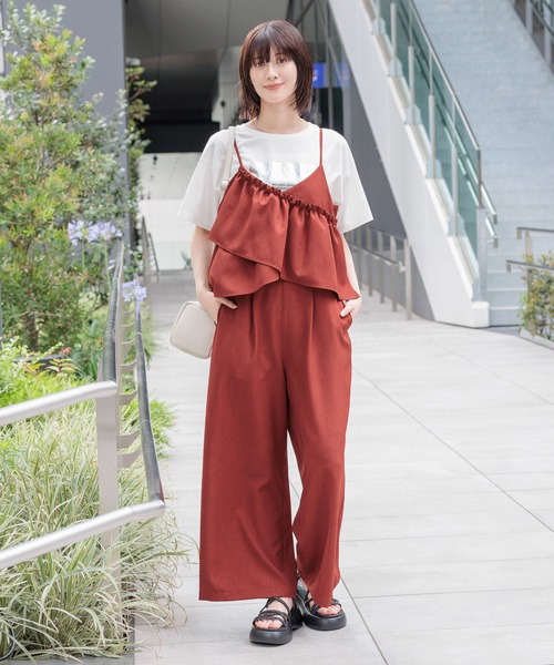 LAKOLE（ラコレ）の「ギャザーフリルサロペット / 450294（つなぎ