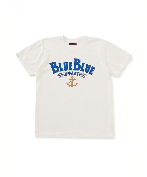 BLUE BLUE(ブルーブルー)の「HT400 SHIPMATES ショートスリーブ Tシャツ(Tシャツ/カットソー・メンズ・ホワイト/サックスブルー・SMALL/MEDIUM/LARGE/X-LARGE)」の1枚目の写真