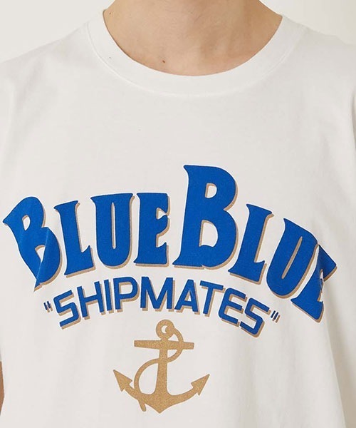 BLUE BLUE(ブルーブルー)の「HT400 SHIPMATES ショートスリーブ Tシャツ(Tシャツ/カットソー・メンズ・ホワイト/サックスブルー・SMALL/MEDIUM/LARGE/X-LARGE)」の7枚目の写真