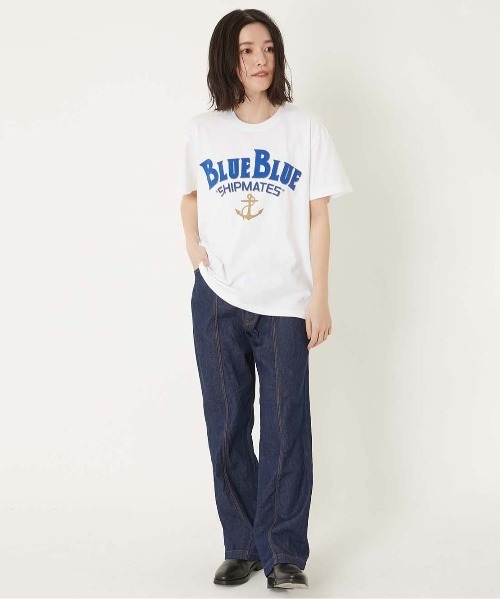 BLUE BLUE(ブルーブルー)の「HT400 SHIPMATES ショートスリーブ Tシャツ(Tシャツ/カットソー・メンズ・ホワイト/サックスブルー・SMALL/MEDIUM/LARGE/X-LARGE)」の18枚目の写真
