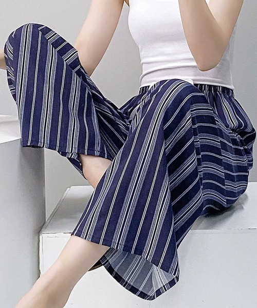 DAY CLOSET(デイ クローゼット)の「【通気性・吸湿性有】ゆったり履ける総柄ウエストリボンリラックスルームパンツ レディース(ルームウェア/パジャマ・レディース・アイボリー/ブルー/ブラック系その他/ホワイト系その他/パープル系その他/ブラック/ベージュ/ブルー系その他/ベビーピンク/ホワイト系その他2/カラフル/スミクロ/マルチ/ゼブラ/ネイビー/ブルー系その他2/ホワイト系その他3/ライトブルー/チェック/グリーン/ブラック×ホワイト/グレー系その他/チャコール/イエロー系その他/ホワイト×ブラック/ブラック系その他2/ブラックミックス・FREE)」の17枚目の写真