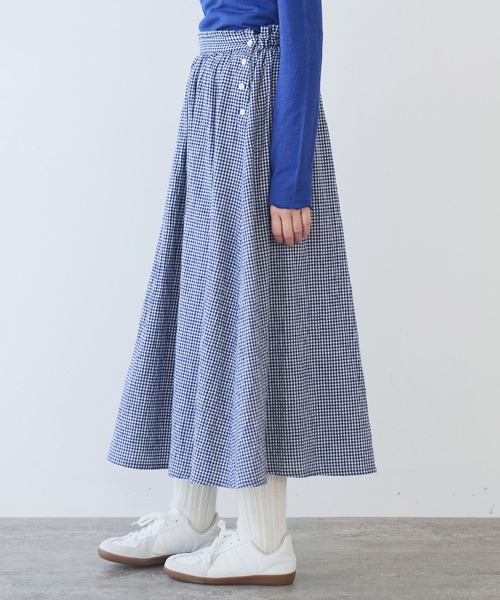 bulle de savon（ビュルデサボン）の「fuwa fuwa gingham スカート（スカート・レディース・ブルー/レッド・FREE）」の3枚目の写真