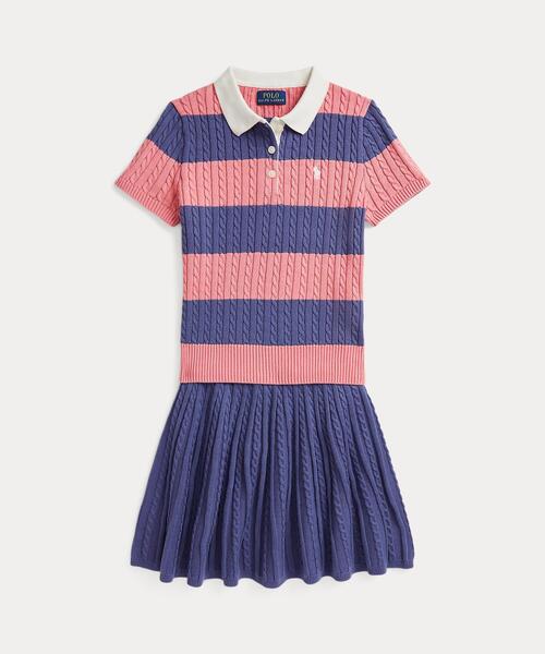 POLO RALPH LAUREN CHILDRENSWEAR(ポロ ラルフ ローレン チルドレンズウェア)の「ケーブル コットン Polo セーター & スカート セット(ワンピース・キッズ・マルチ・L/M/S/XL)」の1枚目の写真