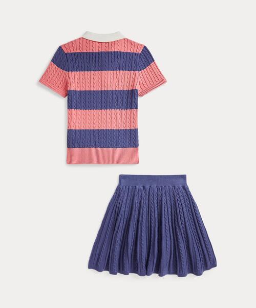 POLO RALPH LAUREN CHILDRENSWEAR(ポロ ラルフ ローレン チルドレンズウェア)の「ケーブル コットン Polo セーター & スカート セット(ワンピース・キッズ・マルチ・L/M/S/XL)」の4枚目の写真