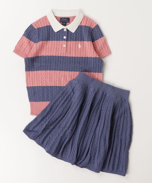 POLO RALPH LAUREN CHILDRENSWEAR(ポロ ラルフ ローレン チルドレンズウェア)の「ケーブル コットン Polo セーター & スカート セット(ワンピース・キッズ・マルチ・L/M/S/XL)」の3枚目の写真