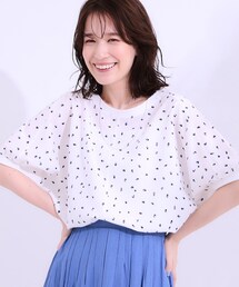 キャミソール シャツ ブラウス 長袖 オープンショルダー Vネック ラッフルスリーブ フラワープリント 小花柄 コットン レディース カジュアルスタイ 花柄 Vネック」に該当するシャツ/ブラウスファッション通販