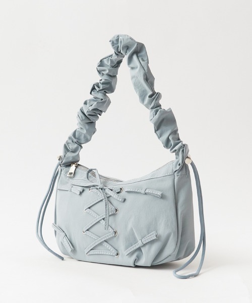 セール】編み上げリボンデザイン シャーリングショルダーバック 2way