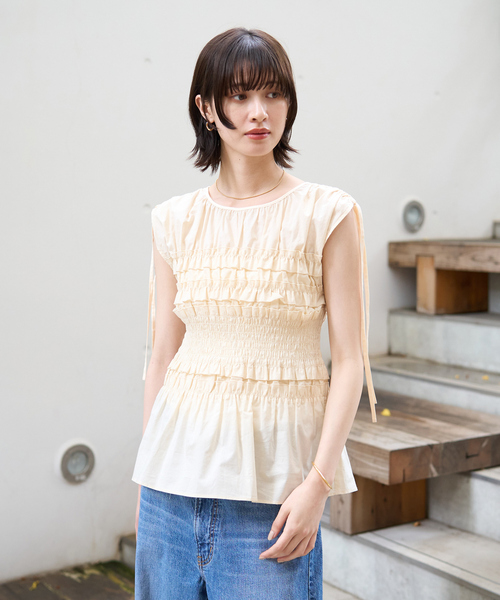 EMMA　ROUGE VIF（エマルージュヴィフ）の「【一部店舗限定】シアーシャーリングブラウス（シャツ/ブラウス・レディース・ブラック/オフホワイト・フリー）」の22枚目の写真