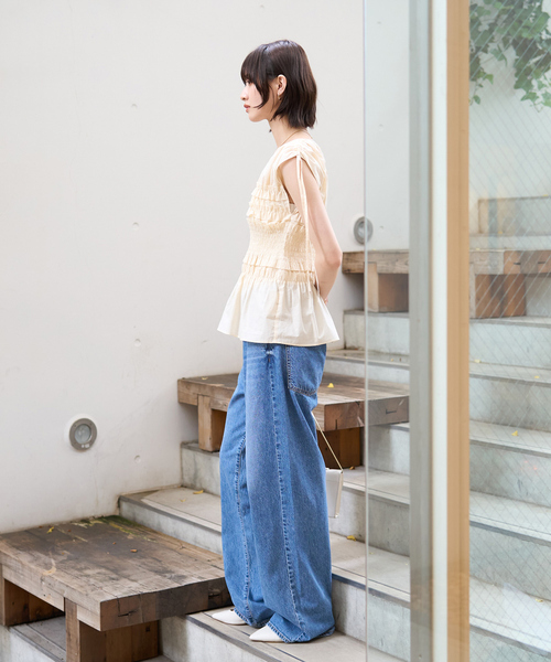 EMMA　ROUGE VIF（エマルージュヴィフ）の「【一部店舗限定】シアーシャーリングブラウス（シャツ/ブラウス・レディース・ブラック/オフホワイト・フリー）」の21枚目の写真