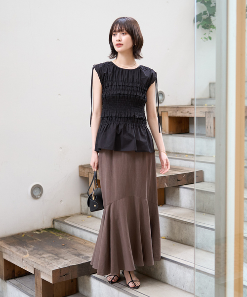 EMMA　ROUGE VIF（エマルージュヴィフ）の「【一部店舗限定】シアーシャーリングブラウス（シャツ/ブラウス・レディース・ブラック/オフホワイト・フリー）」の11枚目の写真