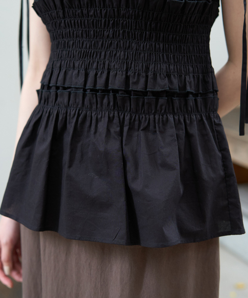 EMMA　ROUGE VIF（エマルージュヴィフ）の「【一部店舗限定】シアーシャーリングブラウス（シャツ/ブラウス・レディース・ブラック/オフホワイト・フリー）」の9枚目の写真