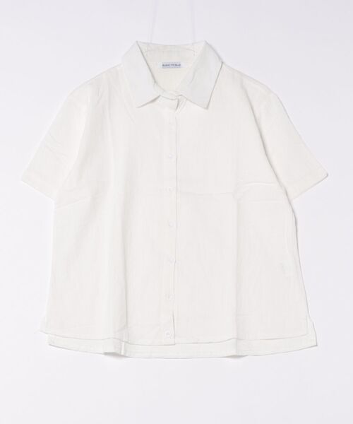 BLANC FICELLE(ブランフィセル)の「麻 5分袖シャツ(シャツ/ブラウス・レディース・ブラック/ブラウン/グリーン/ホワイト・M)」の6枚目の写真