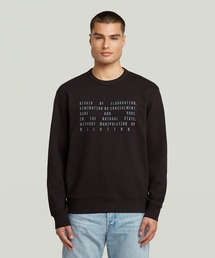 TEXT GRAPHIC SWEATER/ミリタリーディテールテキストグラフィックオーバーサイズスウェット/トレーナー