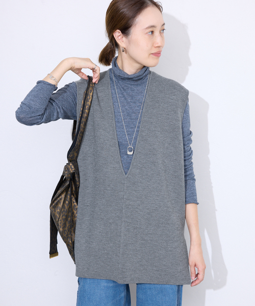 SLOBE IENA（スローブイエナ）の「《追加》ダブルフェイスニットベスト（ベスト・レディース・チャコールグレー/ブラウン/ブラック・FREE）」の21枚目の写真