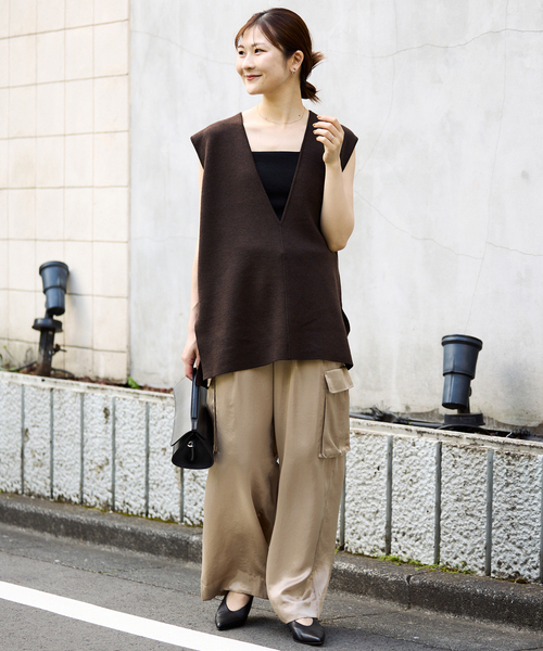 SLOBE IENA ダブルフェイスニットベスト ブラウン 追加》ダブルフェイスニットベスト（ベスト）｜SLOBE IENA