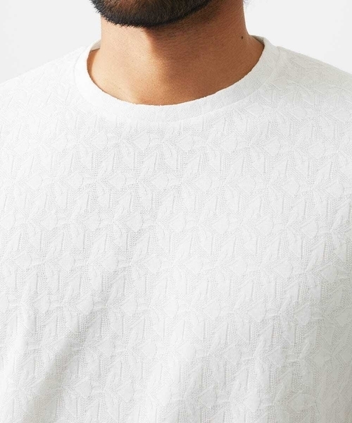 MICHEL KLEIN HOMME (ミッシェルクランオム)の「幾何学柄クルーネック半袖カットソー(Tシャツ/カットソー・メンズ・ホワイト/ネイビー・MEDIUM/LARGE/X-LARGE)」の8枚目の写真