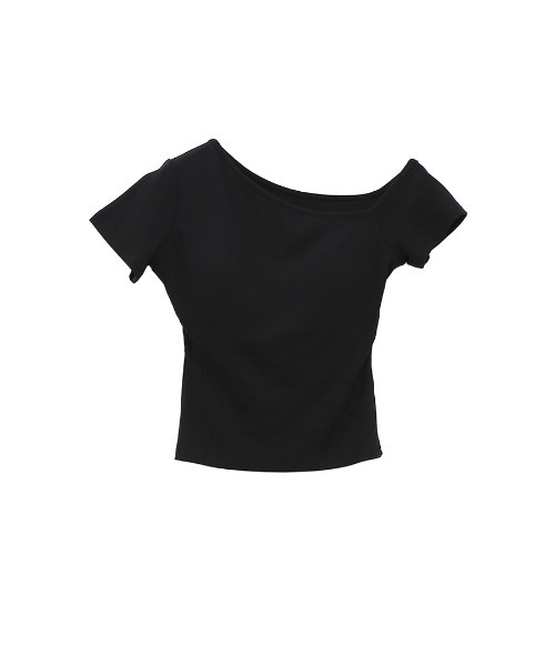 LVEU.（ラブユ.）の「【LVEU.】ワンショルカップイントップス / トップス カットソー ワンショル ワンショルダー アシメ アシンメトリー 半袖 クロップド ショート ブラック ホワイト（Tシャツ/カットソー・レディース・ホワイト/ブラック・FREE）」の8枚目の写真