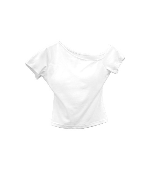 LVEU.（ラブユ.）の「【LVEU.】ワンショルカップイントップス / トップス カットソー ワンショル ワンショルダー アシメ アシンメトリー 半袖 クロップド ショート ブラック ホワイト（Tシャツ/カットソー・レディース・ホワイト/ブラック・FREE）」の9枚目の写真