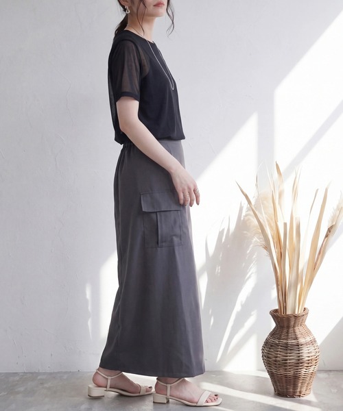SELECT LEVERY（セレクトリベリー）の「バックスカートカーゴワイドパンツ（カーゴパンツ・レディース・モカ/ブラック/チャコール・MEDIUM/SMALL/X-LARGE/LARGE）」の7枚目の写真