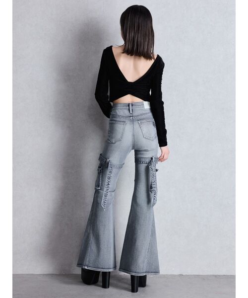 digne ディニュ high-waist pants ハイウエストパンツ 02 ハイウエスト strap cargo designフレアデニムパンツ（デニム