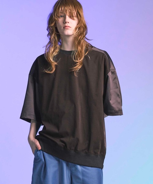【MIYABIlululemonトップスセット】 UNISEX》Different Material Docking Prime-Over Side Zip T