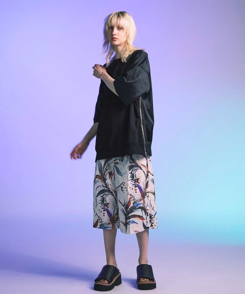 UNISEX》Different Material Docking Prime-Over Side Zip T